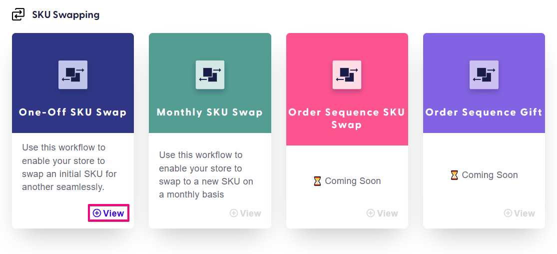 one-off sku swap selection to create workflow
