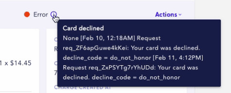 do not honor error on merchant portal