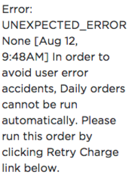 one-day interval order unexpected error