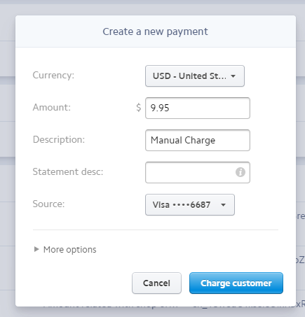 manually charge the customer on Stripe