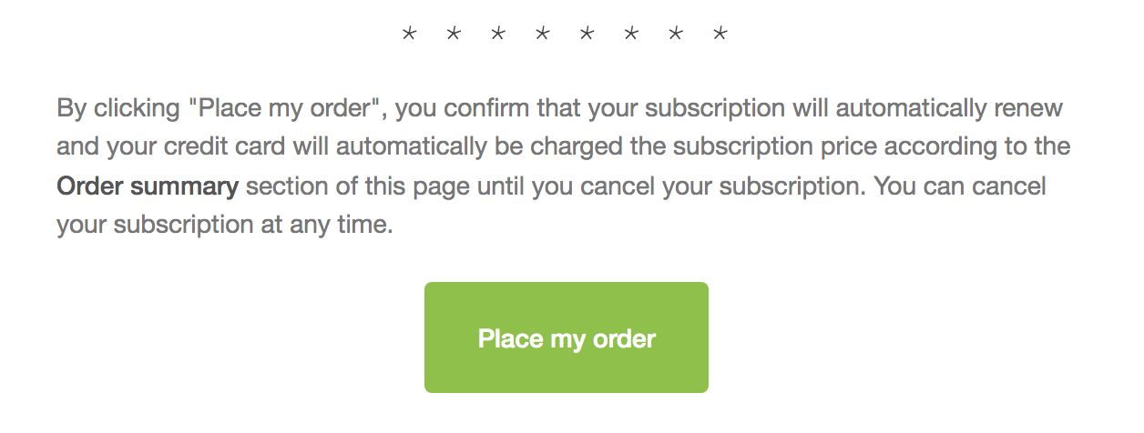 Checkout subscription terms