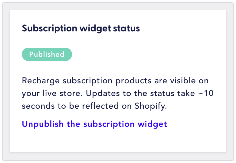 subscription widget publish status icon