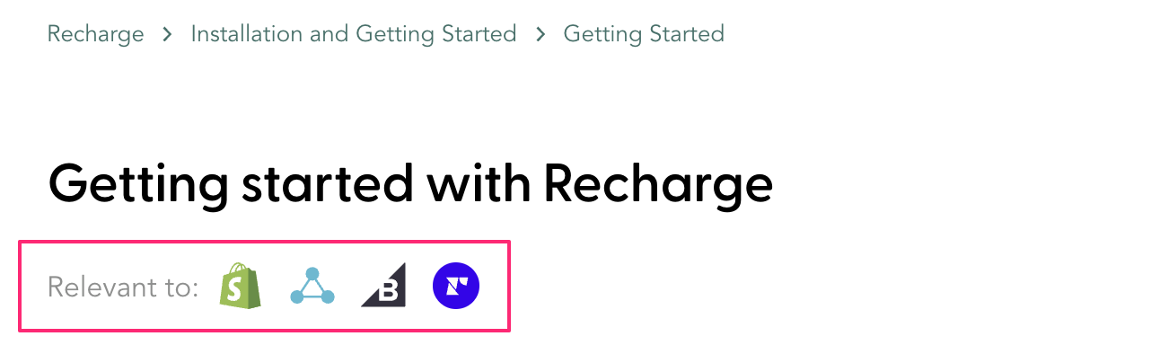 Relevant to platform labels in Recharge Help Center