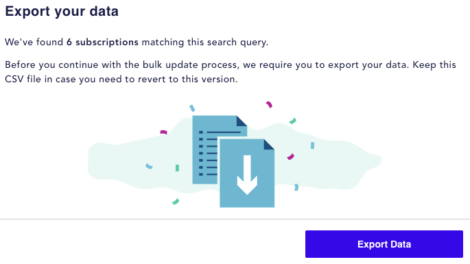 Exporting data verification screen