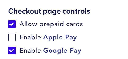 checkout settings to enable Google Pay
