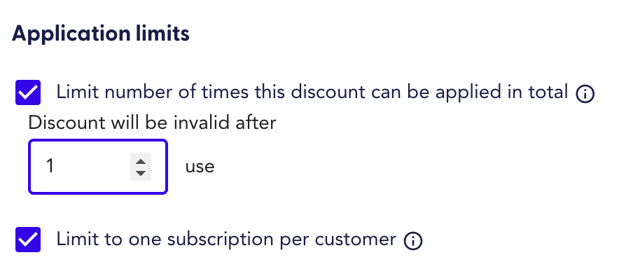 Application_limits for discount usage ui