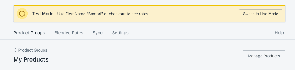 test mode enabled on advanced shipping rates dashboard