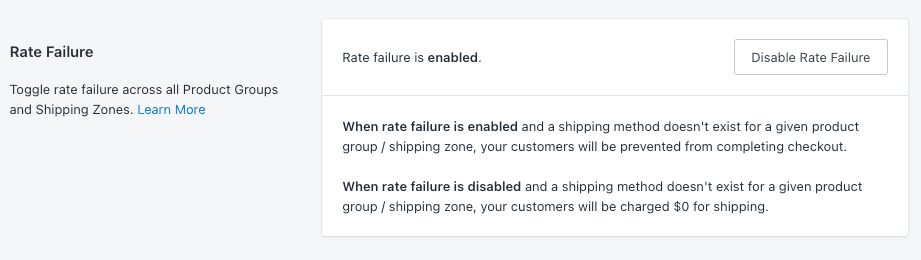 rate failure settings