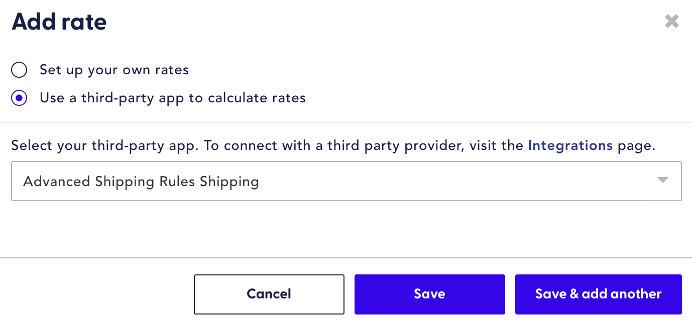 advanced shipping rates for third party integrations