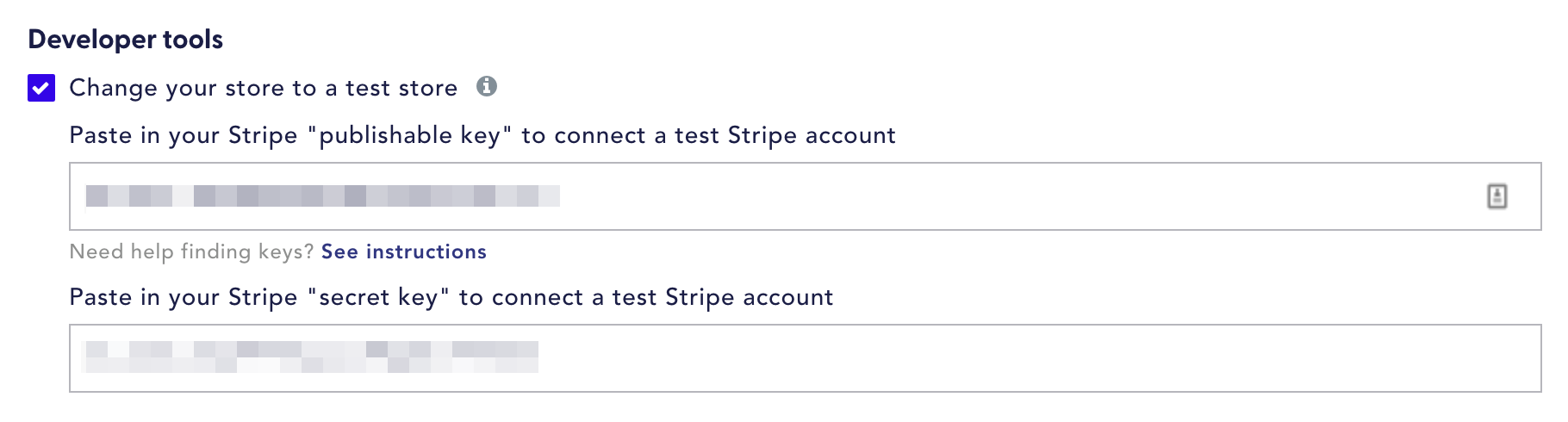 Stripe developer account in Recharge