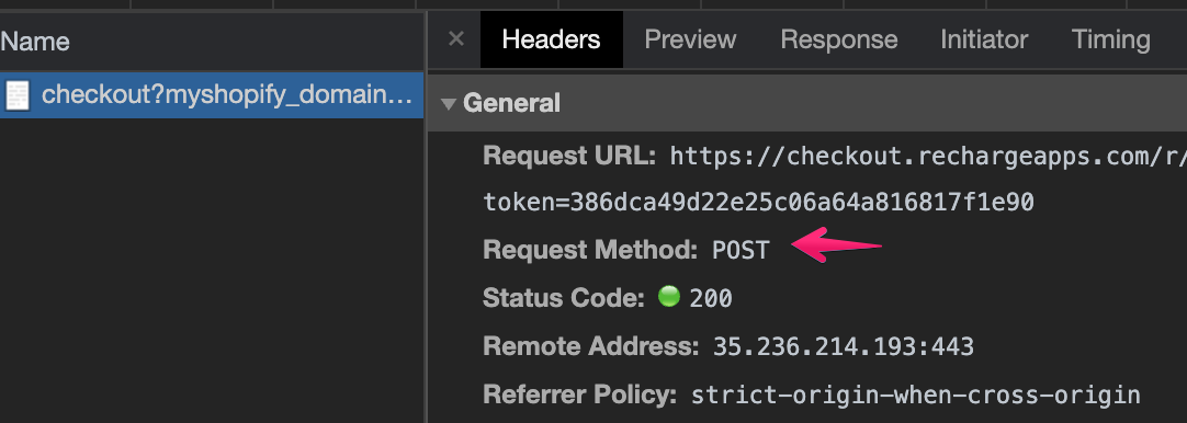 confirm request method in the headers file