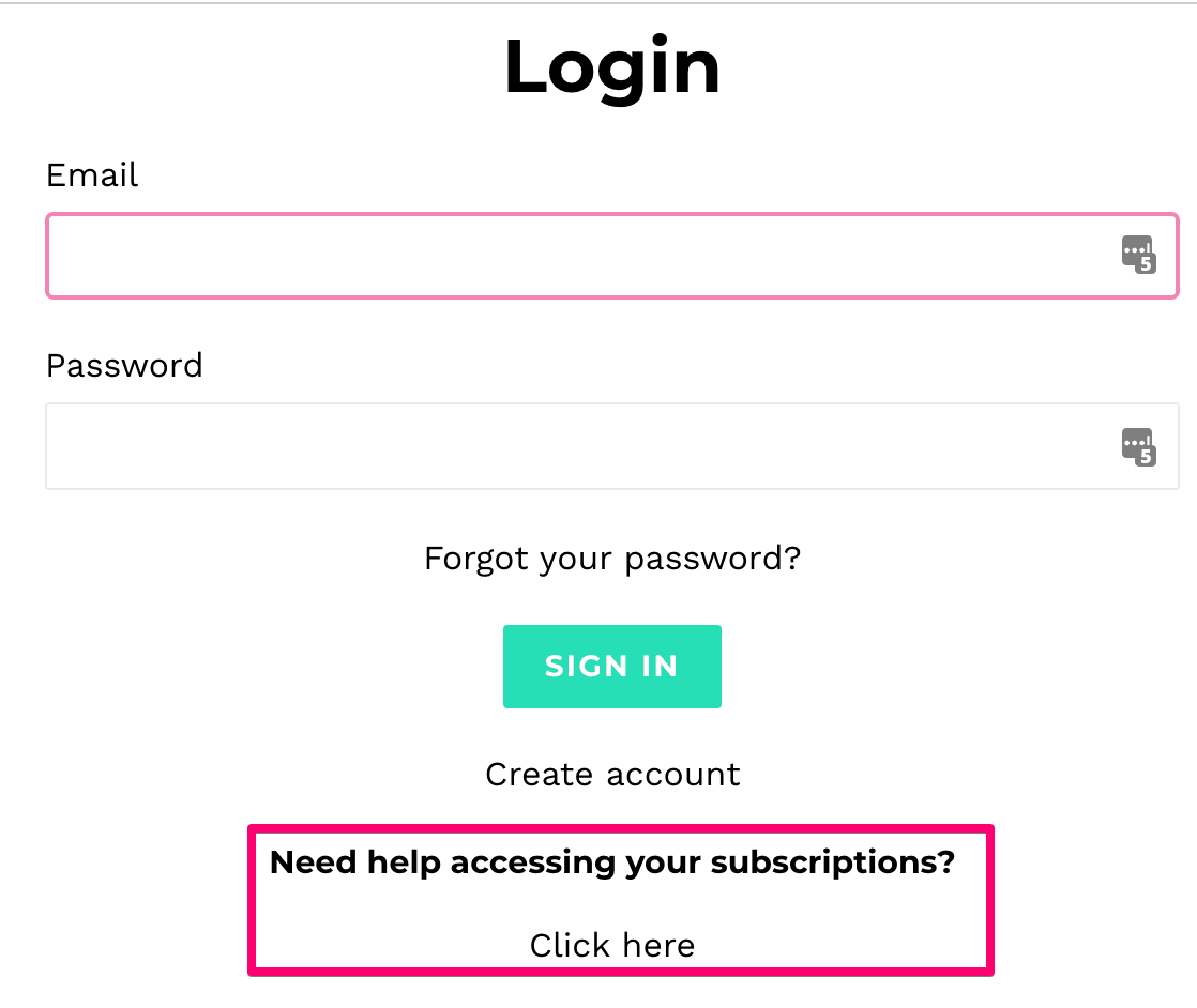Account access link on Shopify customer Login page