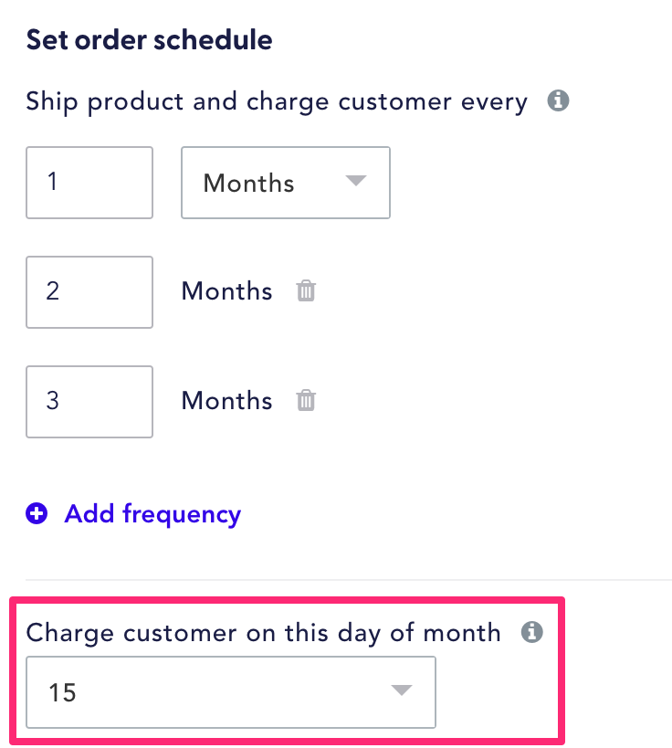 select charge day of month ui