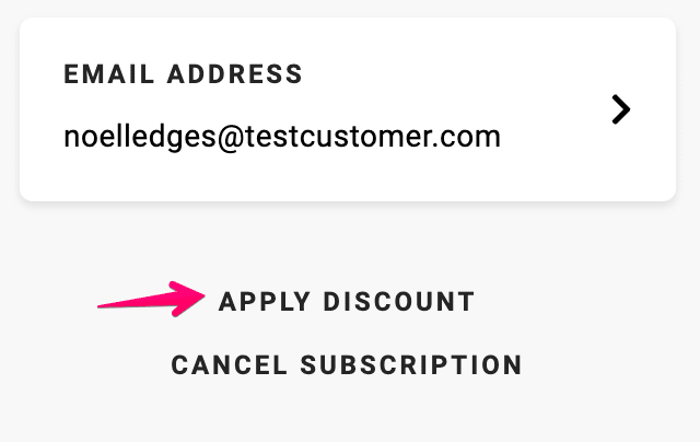 Apply discount to the subscription in the customer portal