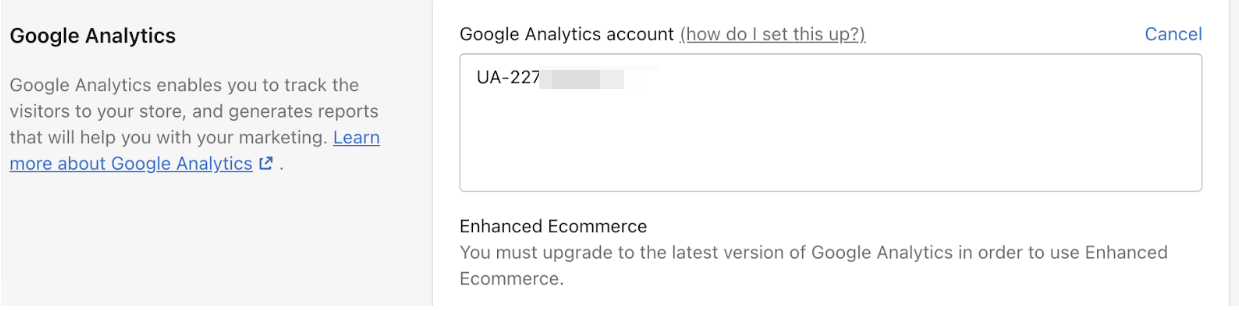 Enter your UA-ID in the Google Analytics ID field