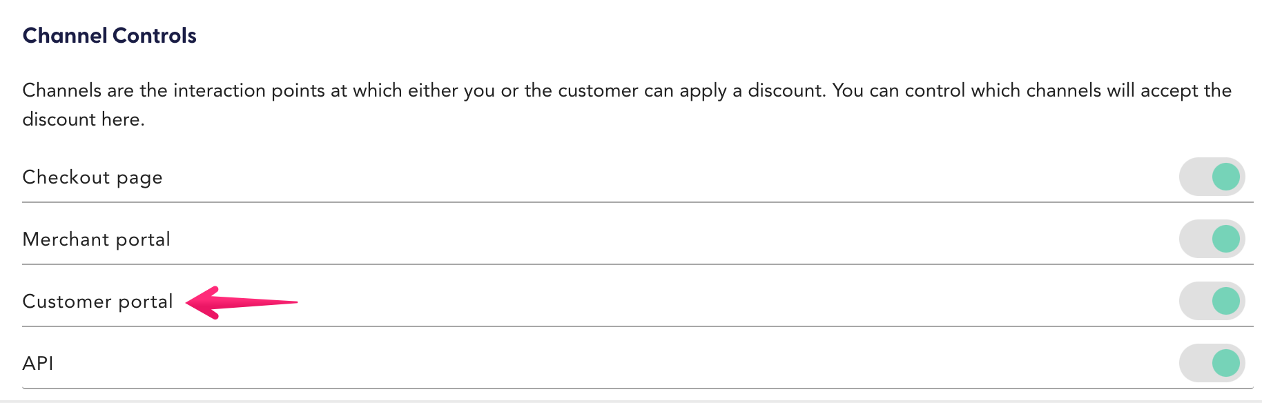 customer portal discount in recharge