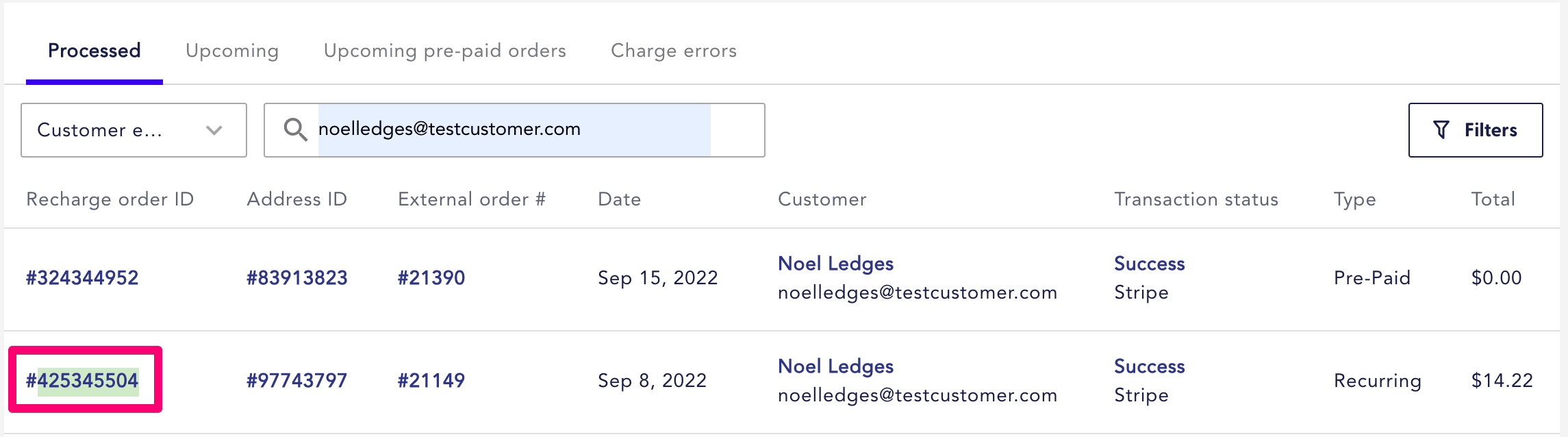 select order ID from the orders page in the merchant portal