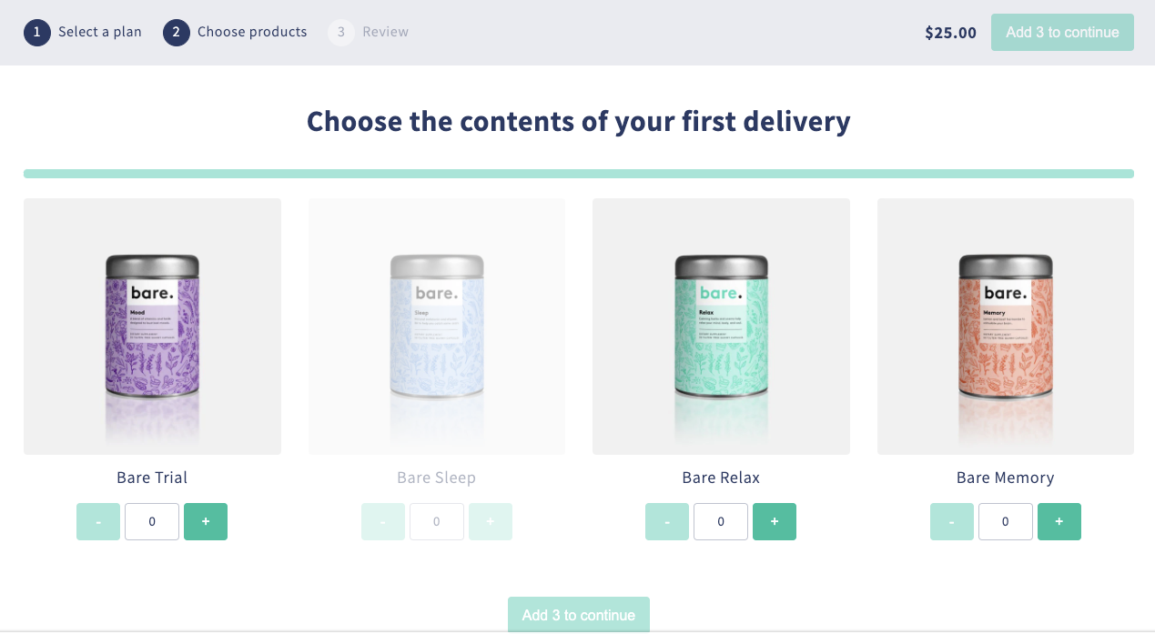 customizable bundle selection product page example